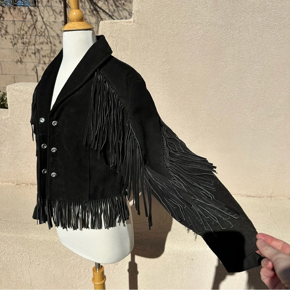 🔥RARE🔥Vintage Kenny Rogers Collection by Schott Suede Leather Fringe Jacket - Picture 9 of 13